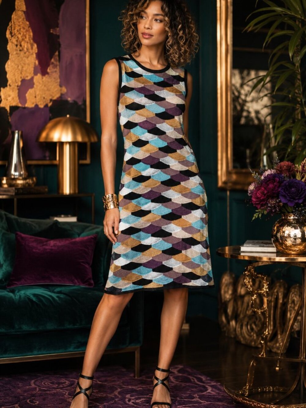 M Missoni Knit Tank Dress IT 44 Multicolor Space Dye Made in Italy Sheath